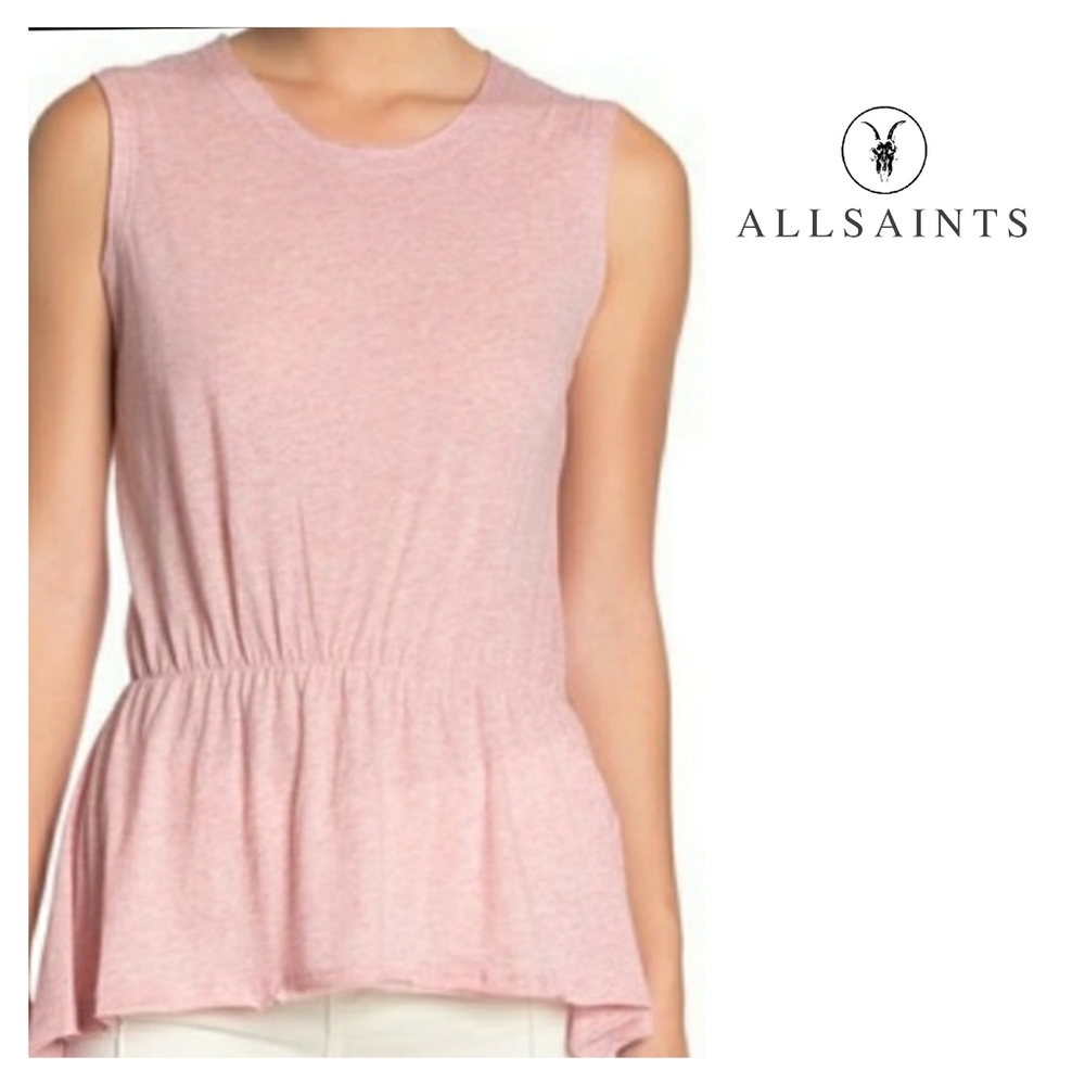 NWT All Saints Waisty Tee Pink Marl Sleeveless Top